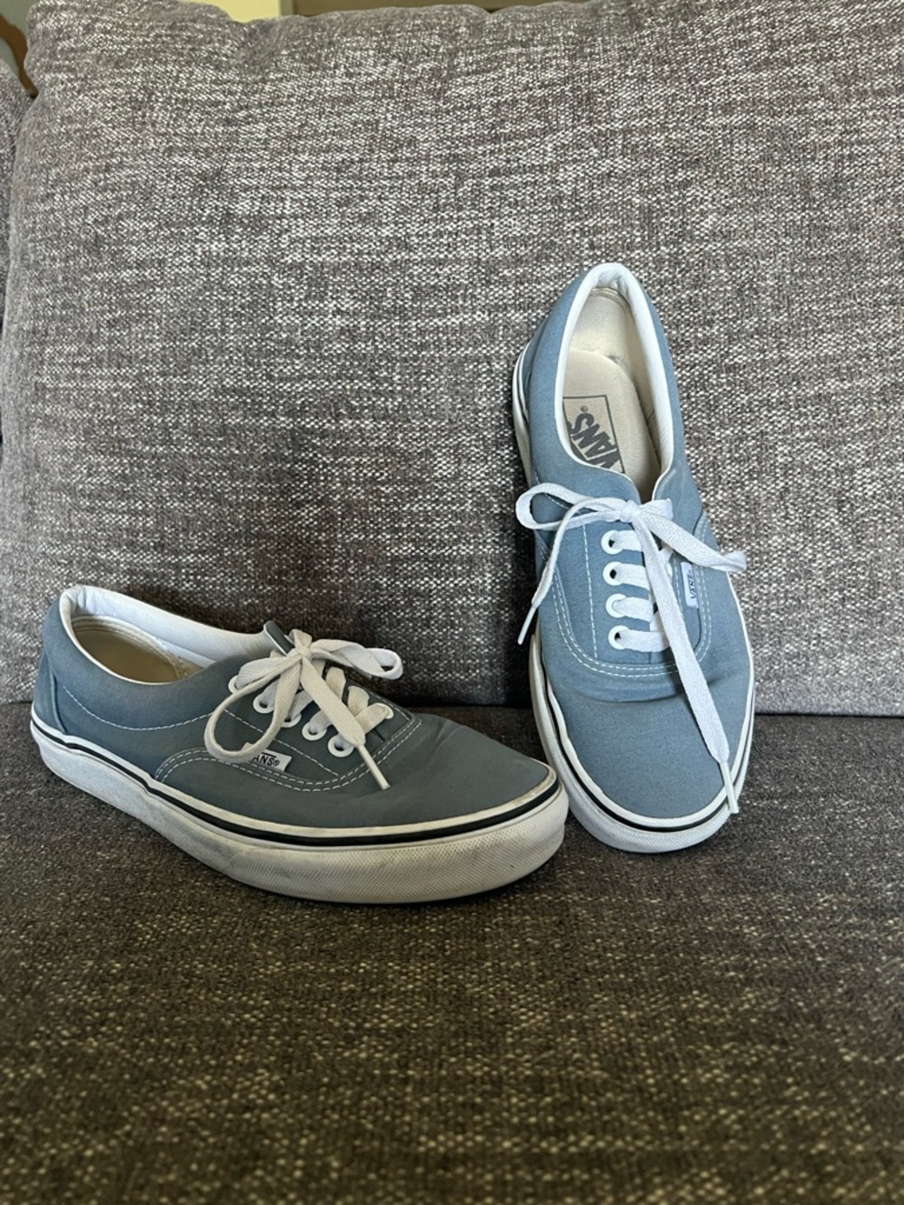 Vans Low-Top Canvas Sneakers in Light Blue and White